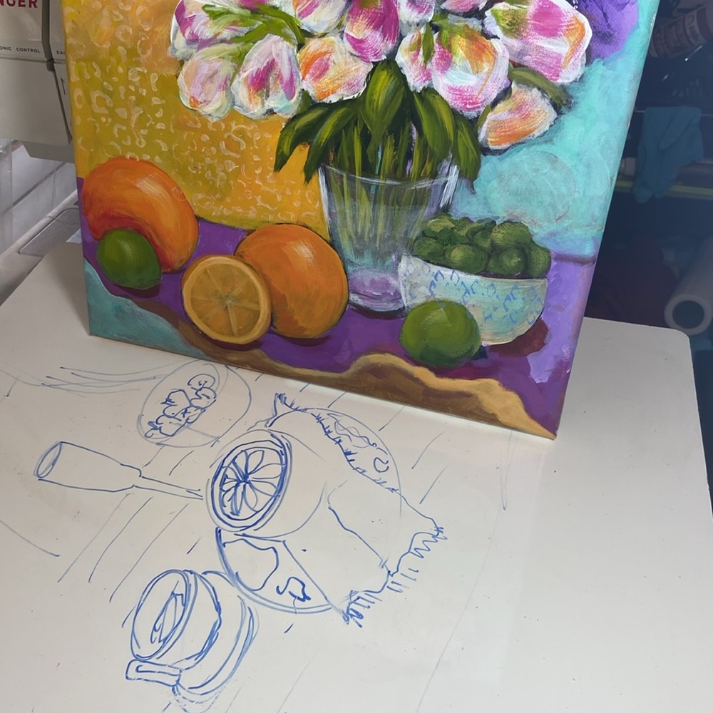 Hand Crafted Tulip Still Life with Bold Hues Vibrant Bloom: Tulip Still Life - Picture 4 of 7